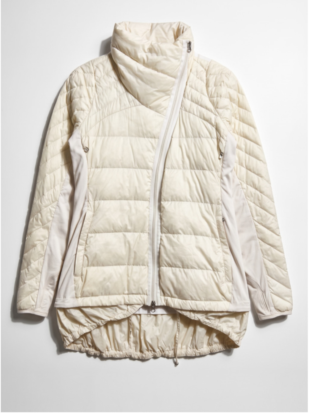LULULEMON Jacket What The Fluff Cream Zip-up Puffer Goose Down Feathers, Sz 6